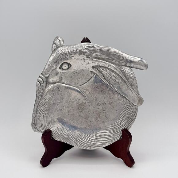 Vintage Arthur Court Silver Rabbit Bunny Plate Decor Accent Piece - Picture 1 of 3